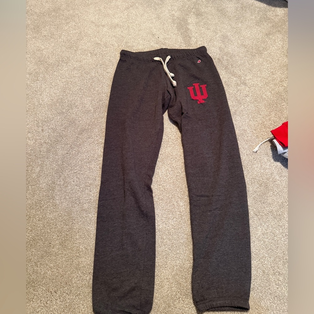 League Gray and Red Sweatpants with IU Logo